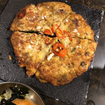 Anto - Delicious seafood pancake. Asked for extra crispy. - Korean Near Me - New York, New York Anto - Delicious seafood pancake. Asked for extra crispy. - Korean Near Me - New York, New York