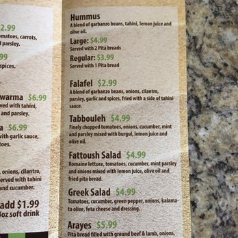 Hummus Express - Menu as of 4/2018 - Falafel Near Me - Bakersfield, California Hummus Express - Menu as of 4/2018 - Falafel Near Me - Bakersfield, California