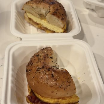 Blk Dot Coffee - BEC bagel - bacon egg and cheese on everything bagel - Coffee & Tea Near Me - Fountain Valley, California