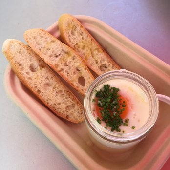 Eggslut - Slut - egg on potato puree, poached in jar, w/ gray salt & chives, served w/ baguette slices - Breakfast & Brunch Near Me - Los Angeles, California Eggslut - Slut - egg on potato puree, poached in jar, w/ gray salt & chives, served w/ baguette slices - Breakfast & Brunch Near Me - Los Angeles, California