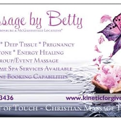 Massage By Betty - Schedule on Facebook at Massage by Betty Page.