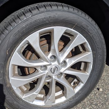 Mavis Tires & Brakes - Damaged rims after getting new tires. Also note all stem caps missing. - Tires Near Me - Everett, Massachusetts