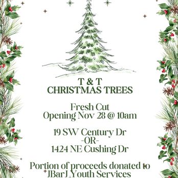 T & T Christmas Trees - 2025 Season offering two locations and donating to J Bar J supporting local youth and families. - Christmas Trees Near Me - Bend, Oregon T & T Christmas Trees - 2025 Season offering two locations and donating to J Bar J supporting local youth and families. - Christmas Trees Near Me - Bend, Oregon