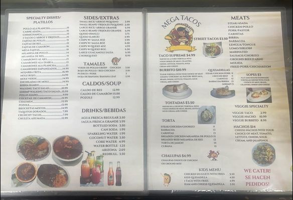 Menu photo 2 Mega Tacos Indianapolis, IN