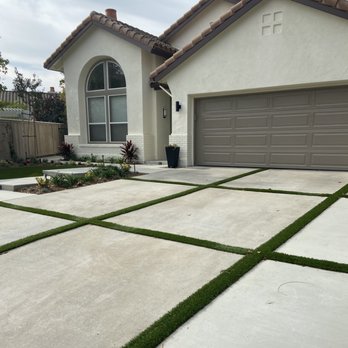 Pacific Coast Landscaping - Artificial turf strips in driveway. - Landscaping Near Me - Fullerton, California