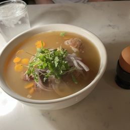 Brisket noodle soup with egg