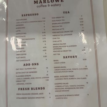 Marlowe Coffee & Eatery - Menu - Coffee & Tea Near Me - Los Angeles, California