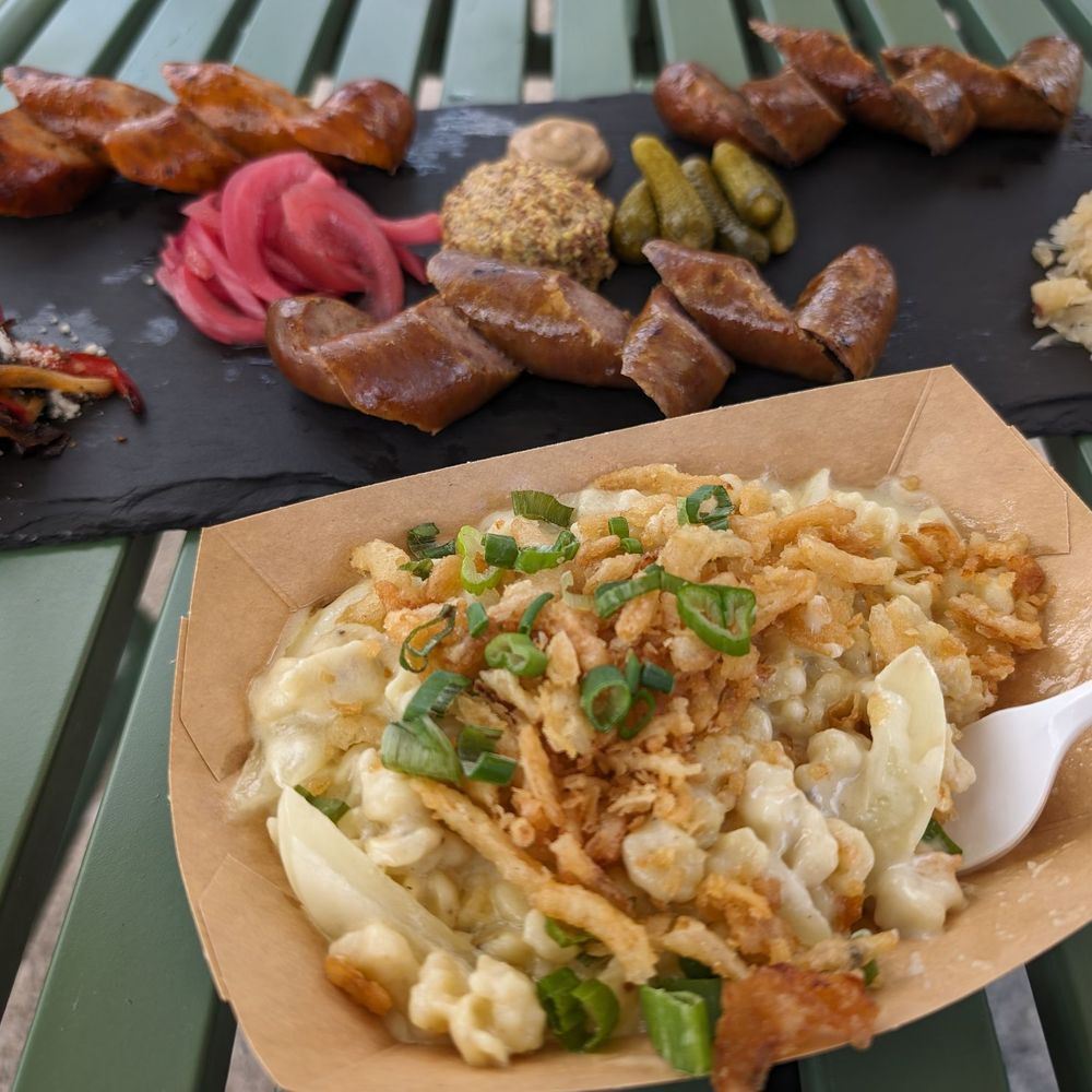 HillGarten - Käsespätzle and a sausage charcuterie. - Beer Gardens Near Me - Hilliard, Ohio