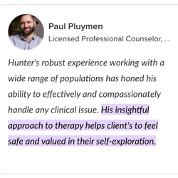 Hunter Waters Therapy - Endorsements from other trusted counselors