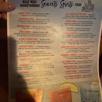 Seacrets - Drink menu - Bars Near Me - Ocean City, Maryland