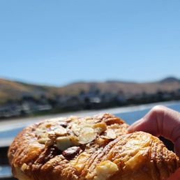 Almond croissant, flat, but crunchy Almond croissant, flat, but crunchy