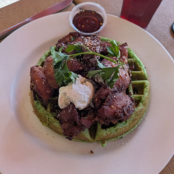 Denica's Real Food Kitchen - Mochiko chicken with pandan waffle - Cafes Near Me - Livermore, California