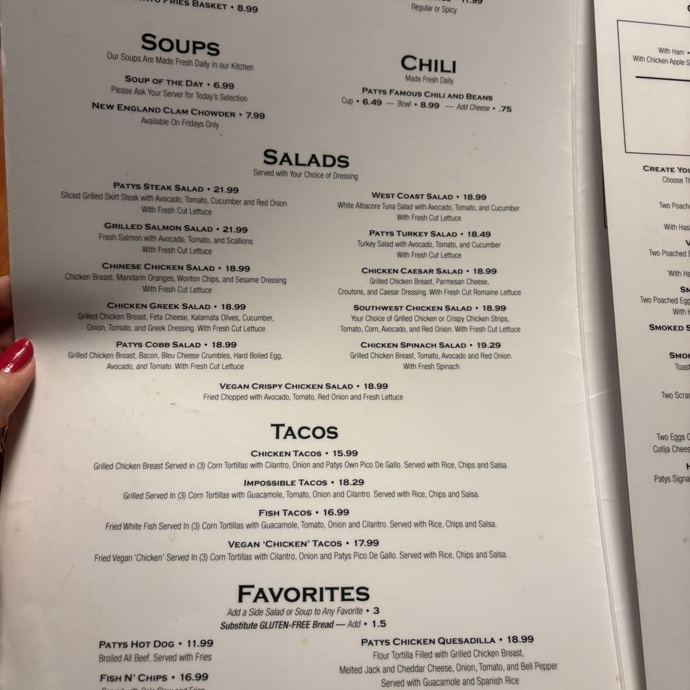 Patys Restaurant - Menu 12/5/25 - American Near Me - Toluca Lake, California Patys Restaurant - Menu 12/5/25 - American Near Me - Toluca Lake, California