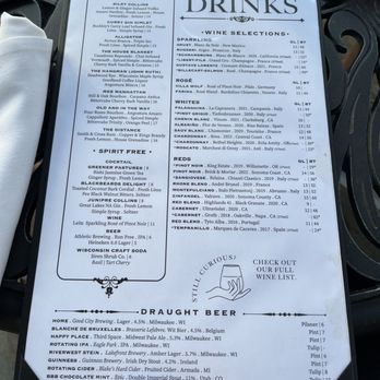Buckley's Restaurant & Bar - Drink Menu - New American Near Me - Milwaukee, Wisconsin