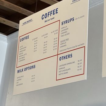 Olmo Market - Coffee menu - Women's Clothing Near Me - Dallas, Texas