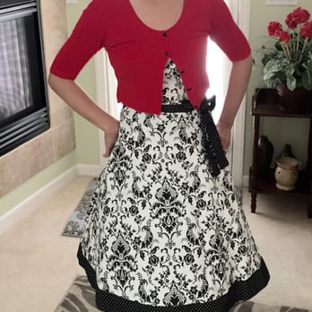 Elisa's Cottage - Got this black and white dress and added a red cardigan - Accessories Near Me - Benicia, California