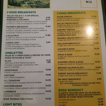 Valley Fields Restaurant - 2022 Menu - Breakfast & Brunch Near Me - North York, Ontario