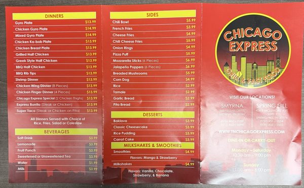 Menu photo 2 Chicago Express Smyrna, TN