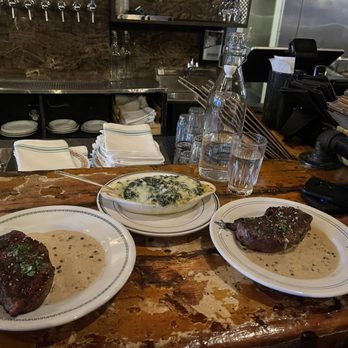 St. Anselm - Cream of Spinach NY strip steaks. Very flavorful - New American Near Me - Brooklyn, New York St. Anselm - Cream of Spinach NY strip steaks. Very flavorful - New American Near Me - Brooklyn, New York