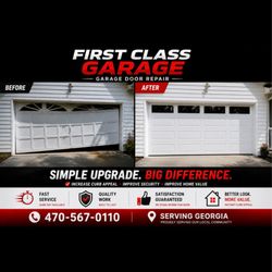 First Class Garage - BEFORE  AFTER   Simple garage door upgrade. Big difference.