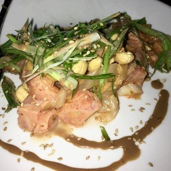 The Bower - Verlasso Salmon (fermented Napa cabbage, cashews, cilantro, sweet peppers, sesame seeds, black garlic vinaigrette) - New American Near Me - New Orleans, Louisiana