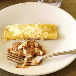 La Morenita - Part of the dinner combo, pick three items. I had a cheese enchilada with cheese on top, no sauce, and beans & cheese.