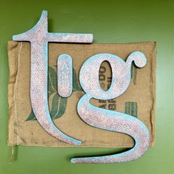 Tamp & Grind Coffee Shop - Nifty wall art!