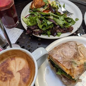 Urth Caffé-Pasadena - Egg sandwich with a cafe latte added caramel. My husband got a beet/ginger juice - Cafes Near Me - Pasadena, California Urth Caffé-Pasadena - Egg sandwich with a cafe latte added caramel. My husband got a beet/ginger juice - Cafes Near Me - Pasadena, California