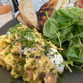 B Bistro + Bakery - Smoked salmon scramble eggs - Bakeries Near Me - Miami, Florida B Bistro + Bakery - Smoked salmon scramble eggs - Bakeries Near Me - Miami, Florida
