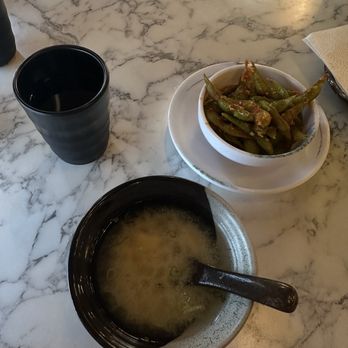 Mabu Sushi - Miso soup and spicy edamame - Sushi Bars Near Me - El Monte, California