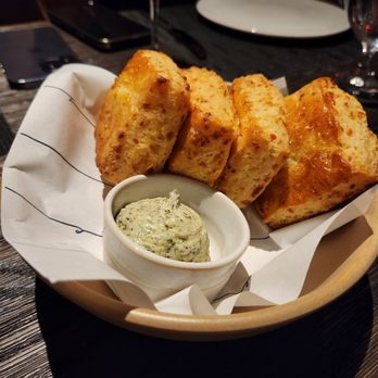 Navy Blue - Warm Cheddar Biscuits w/scallion butter - Seafood Near Me - Houston, Texas