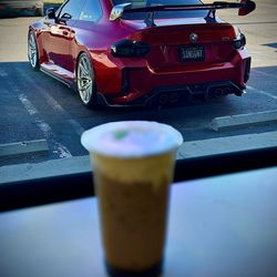 Vietnamese iced Egg Coffee with my wife's M2 in the background.