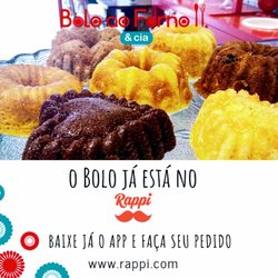 Bolo ao forno pode ser encontrado no Rappi para entregas em toda grande São Paulo.