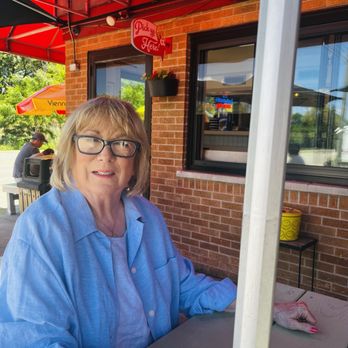 Paradise Pup - My Mom patiently waiting for her cheese burger - Fast Food Near Me - Des Plaines, Illinois
