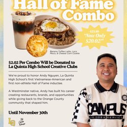 Kei Coffee House - Curated in honor of Andy Nguyen, La Quinta HS's newest HOF inductee. $2.02 from every combo supports La Quinta's creative arts clubs.