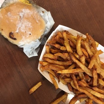 MOB Grill - Sloppy wrapped onion cheese burger, well done fries - American Near Me - Oklahoma City, Oklahoma MOB Grill - Sloppy wrapped onion cheese burger, well done fries - American Near Me - Oklahoma City, Oklahoma