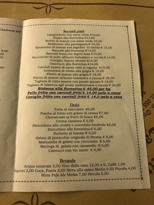 Menu photo 3 All'Antico Ristoro di' Cambi Florence, FI Menu photo 3 All'Antico Ristoro di' Cambi Florence, FI