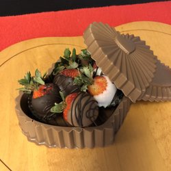 MarCia's Chocolates - 1 lb Chocolate box in milk, dark or white chocolate filled with 6 strawberries or 6 pieces of candy for $30.