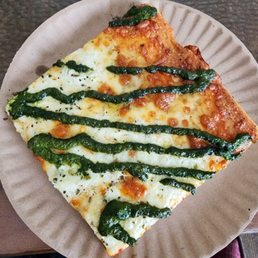 White pie with pesto and hot honey