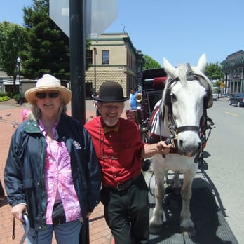 Old Town Carriage - a happy customer with Brendan and Barney (the horse) - Tours Near Me - Eureka, California