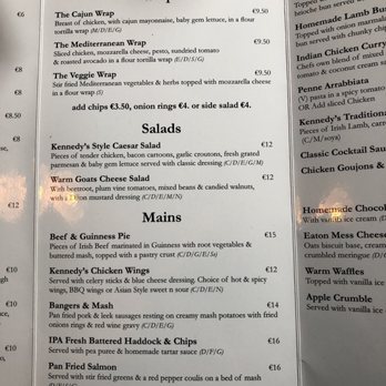 Kennedy's - Menu - Pubs Near Me - Dublin, D Kennedy's - Menu - Pubs Near Me - Dublin, D