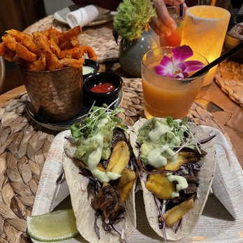 Kokomo - Jackfruit Tacos (V) Sweet Potato Fries - Caribbean Near Me - Brooklyn, New York