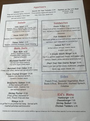 Menu photo 1 2 Creeks Dockside St. Augustine, FL Menu photo 1 2 Creeks Dockside St. Augustine, FL