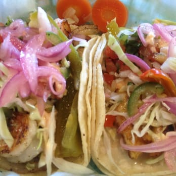 Taco Grill - Grilled shrimp soft taco & blackened fish soft taco with salsas, lots of jalapeños & pickled red onions & carrots #wipethatdrool - Mexican Near Me - Westminster, California