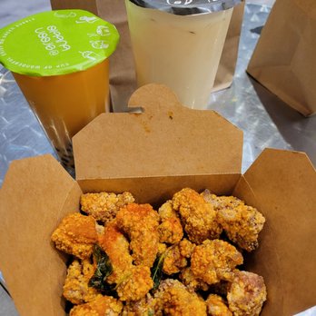Mr Green Bubble - Thai tea, jasmine milk tea, and level 3 spicy popcorn chicken - Coffee & Tea Near Me - Oakland, California Mr Green Bubble - Thai tea, jasmine milk tea, and level 3 spicy popcorn chicken - Coffee & Tea Near Me - Oakland, California