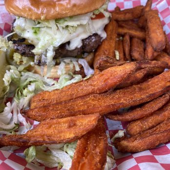 Oscar's Cafe - Whoop Ass Burger with sweet potato fries - Mexican Near Me - Springdale, Utah Oscar's Cafe - Whoop Ass Burger with sweet potato fries - Mexican Near Me - Springdale, Utah