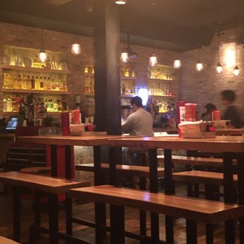 RAMEN-SAN - Seating area with community tables - Ramen Near Me - Chicago, Illinois RAMEN-SAN - Seating area with community tables - Ramen Near Me - Chicago, Illinois