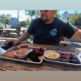 Canyons Barbeque - Pulled pork, brisket meal with potato salad, beans and mac - Barbeque Near Me - Castro Valley, California