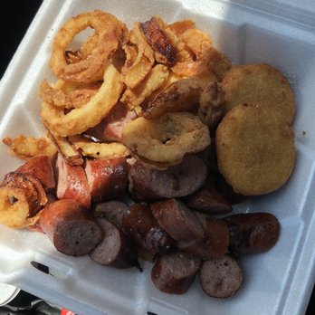 Joseph's Riverport Barbecue - smoked sausage, onion rings - Barbeque Near Me - Jefferson, Texas Joseph's Riverport Barbecue - smoked sausage, onion rings - Barbeque Near Me - Jefferson, Texas