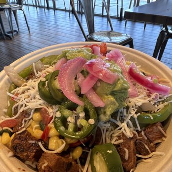QDOBA Mexican Eats - Steak rice bowl with options I selected. So good! - Mexican Near Me - Omaha, Nebraska